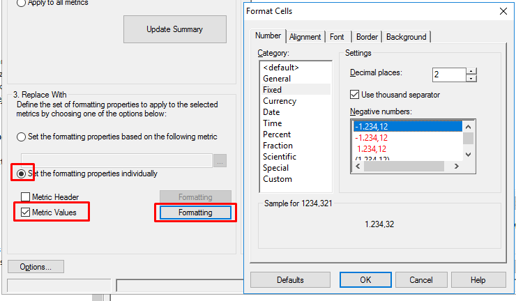 Metric Format Fixed